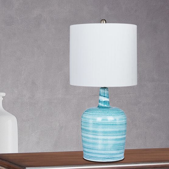 27" Teal Blue Glass Table Lamp Brylane Home