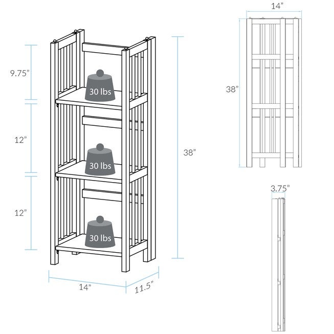 3-Shelf Folding Bookcase 14 inches Wide-Mahogany, , alternate image number null