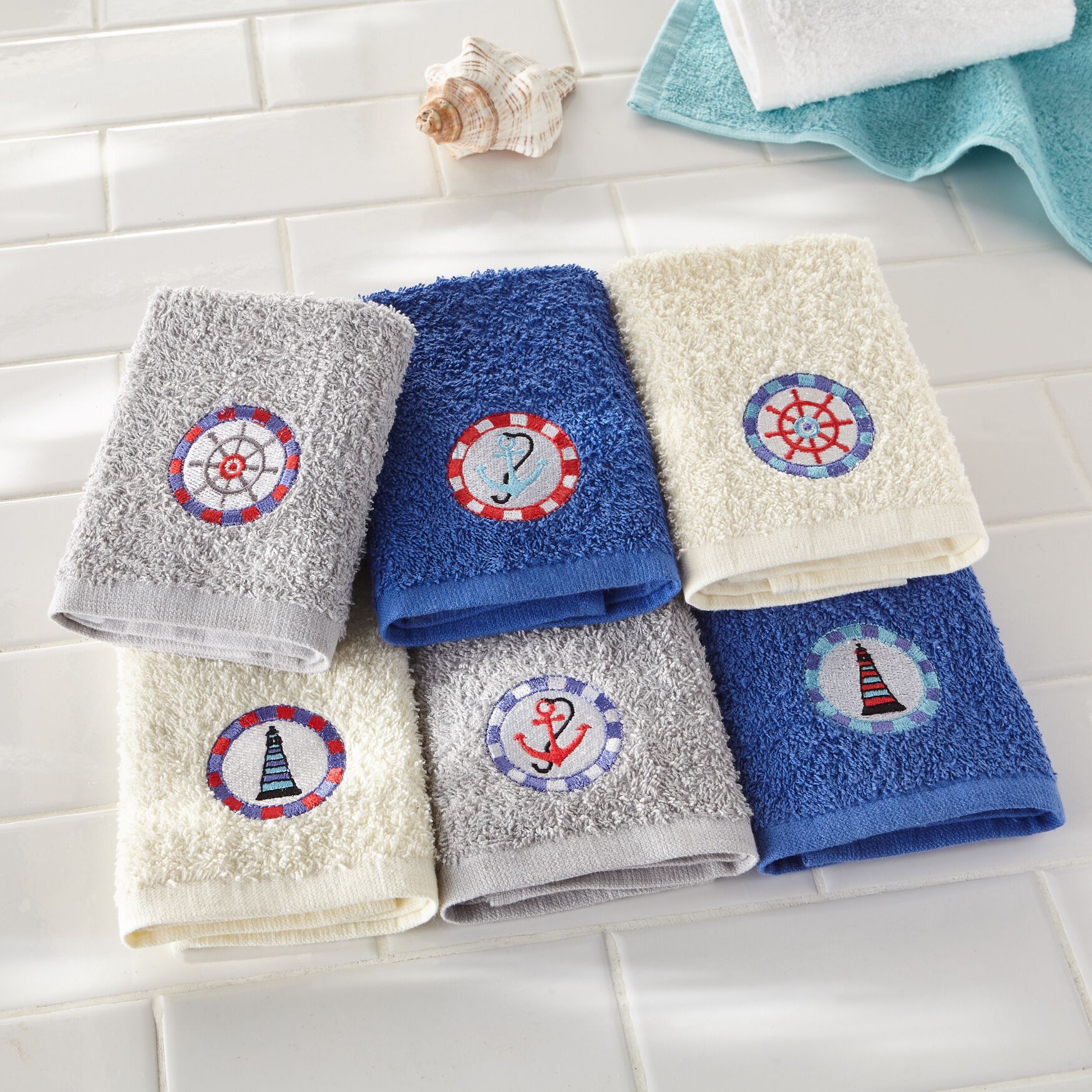 Embroidered 6 Pc. Washcloth Set Brylane Home