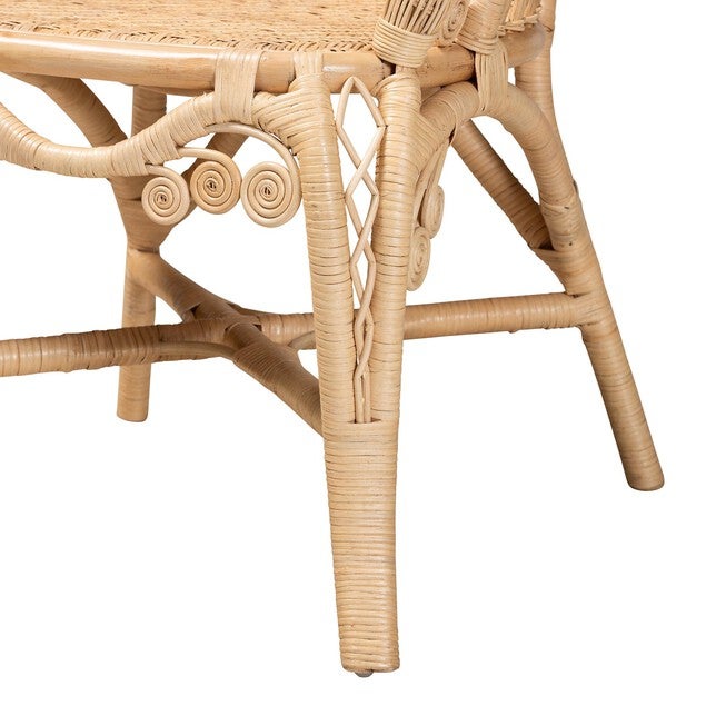 Ratu Modern Bohemian Natural Brown Rattan Accent Chair, , alternate image number null