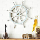 White Coastal Ship Wheel Wood Wall Décor, , alternate image number null