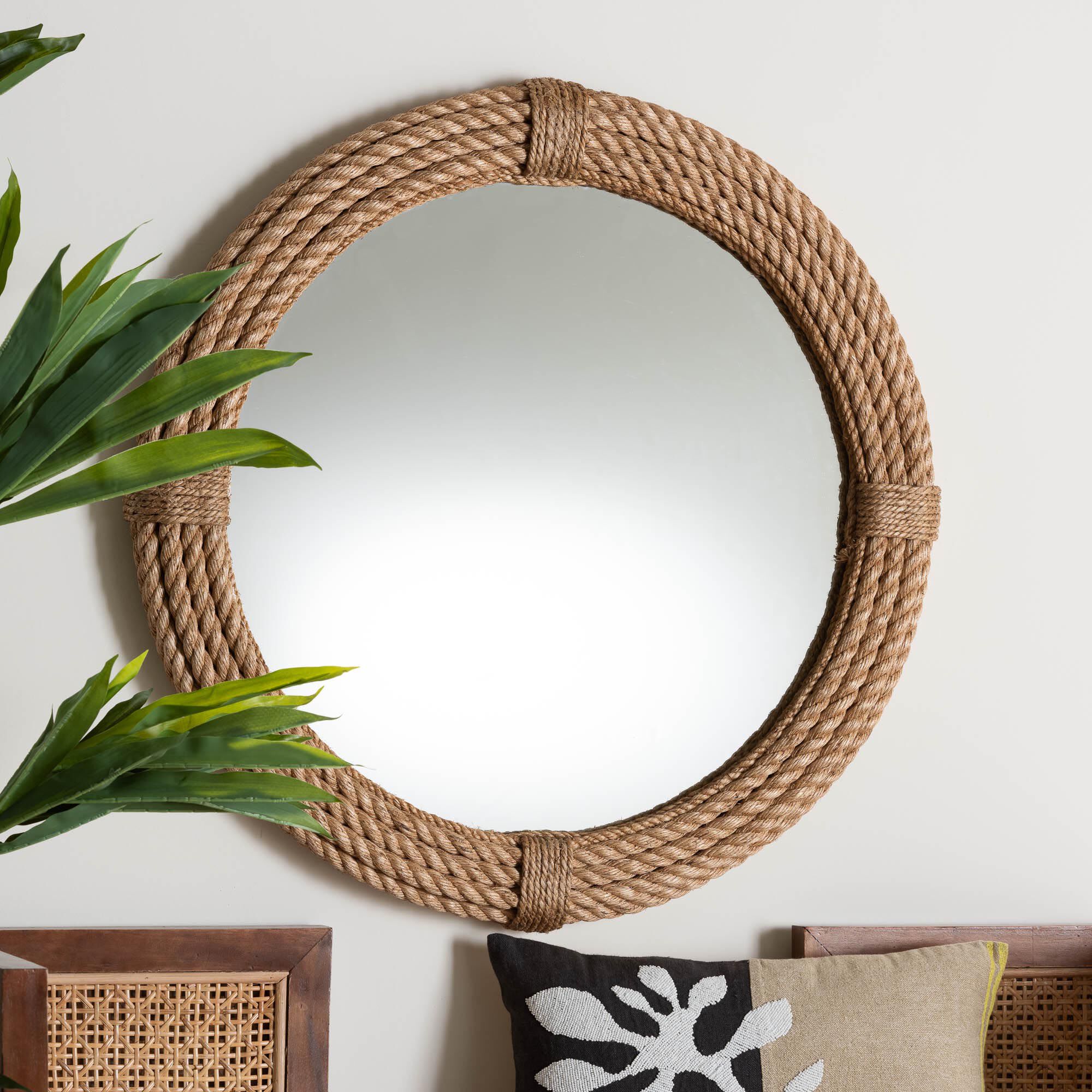 Manila Bohemian Woven Rope Accent Wall Mirror
