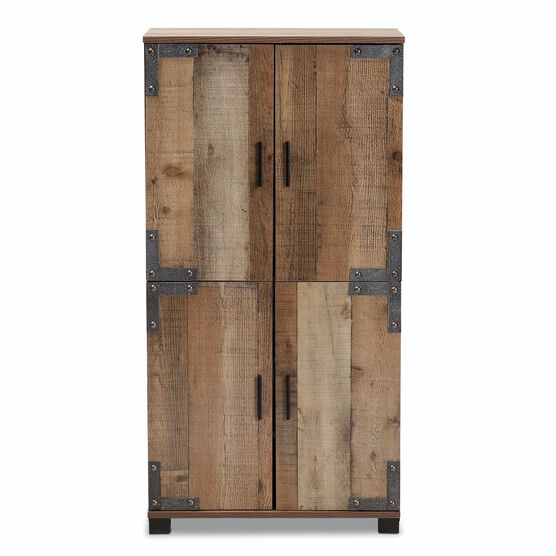 Cyrille Farmhouse Rustic Finished Wood 4-Door Shoe Cabinet Furniture, , alternate image number null