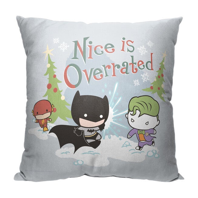 Wb Dc Justice League Nice Is Overrated Printed Throw Pillow, O, hi-res image number null