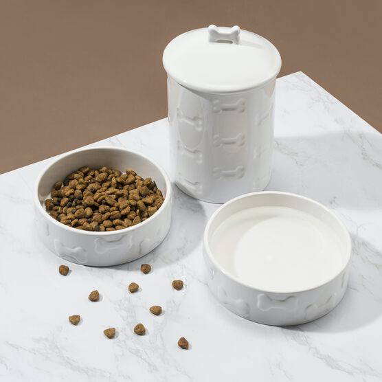 3 Piece Set Treat Jar And Pet Bowls Pet, , alternate image number null
