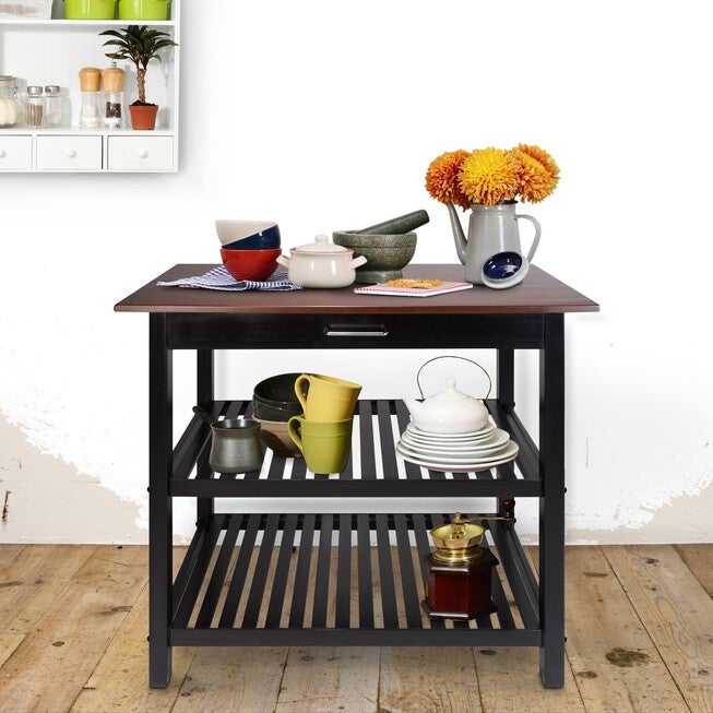 Kitchen Island with Solid Wood Top, , alternate image number null