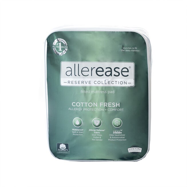 AllerEase Reserve Cotton Fresh Mattress Pad, WHITE, hi-res image number 0