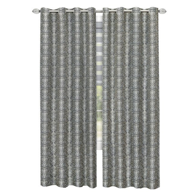 Python Grommet Window Curtain Panel, BLACK SILVER, hi-res image number 0