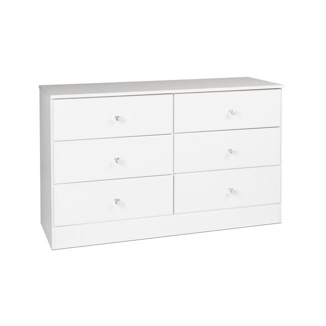Astrid 6-Drawer Dresser with Acrylic Knobs, White, , on-hover image number null