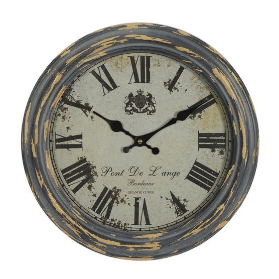 Black Metal Farmhouse Wall Clock, BLACK, hi-res image number null