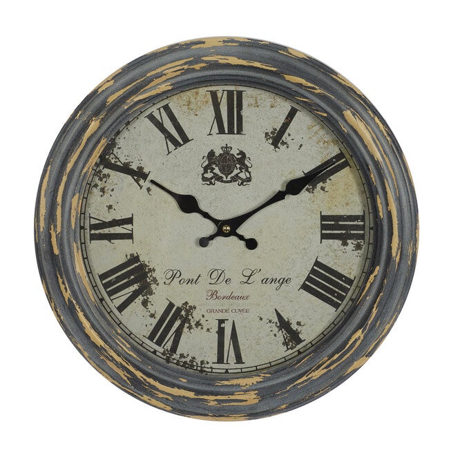 Black Metal Farmhouse Wall Clock, BLACK, hi-res image number 0