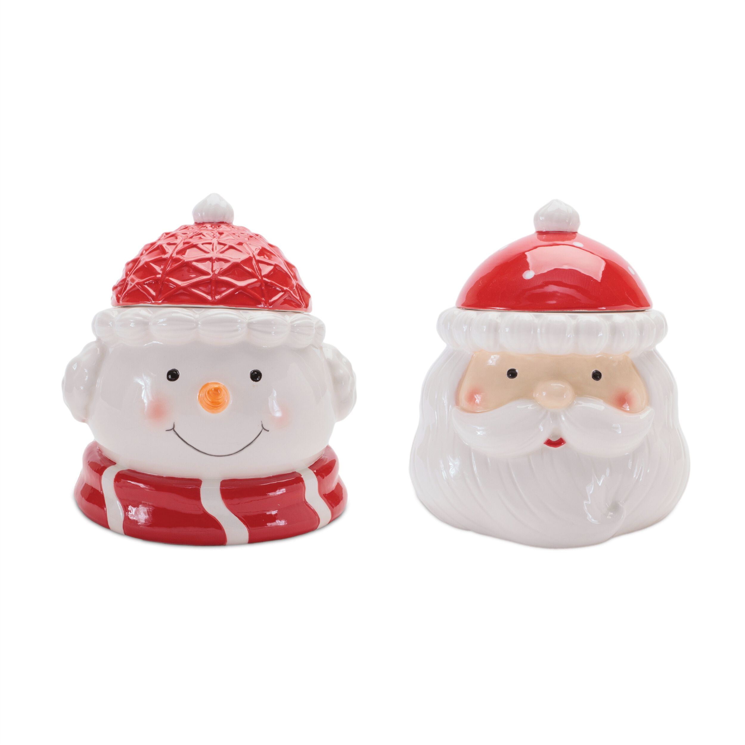 Ceramic Holiday Canister (Set of 2), WHITE RED, alternate image number 1