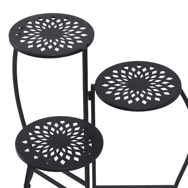 3-Tier Black Metal Traditional Plant Stand, , alternate image number null
