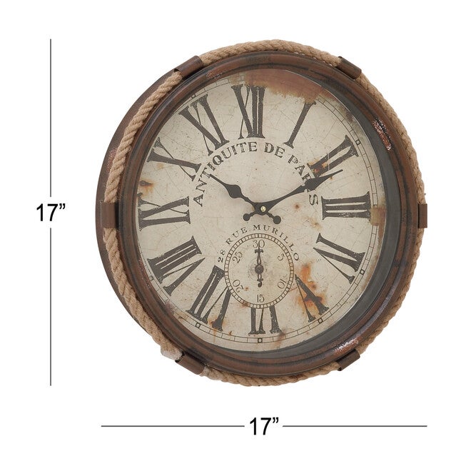 White Coastal Metal Wall Clock, , alternate image number 6