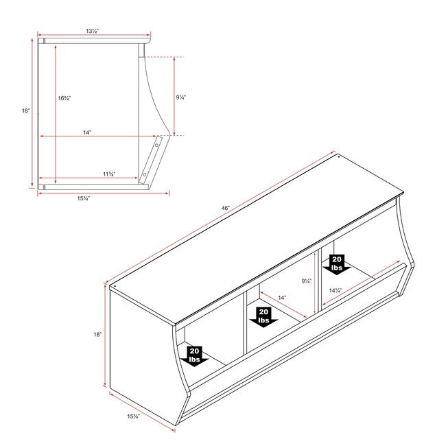 Monterey Stackable 3-Bin Storage Cubbie, White, , alternate image number null