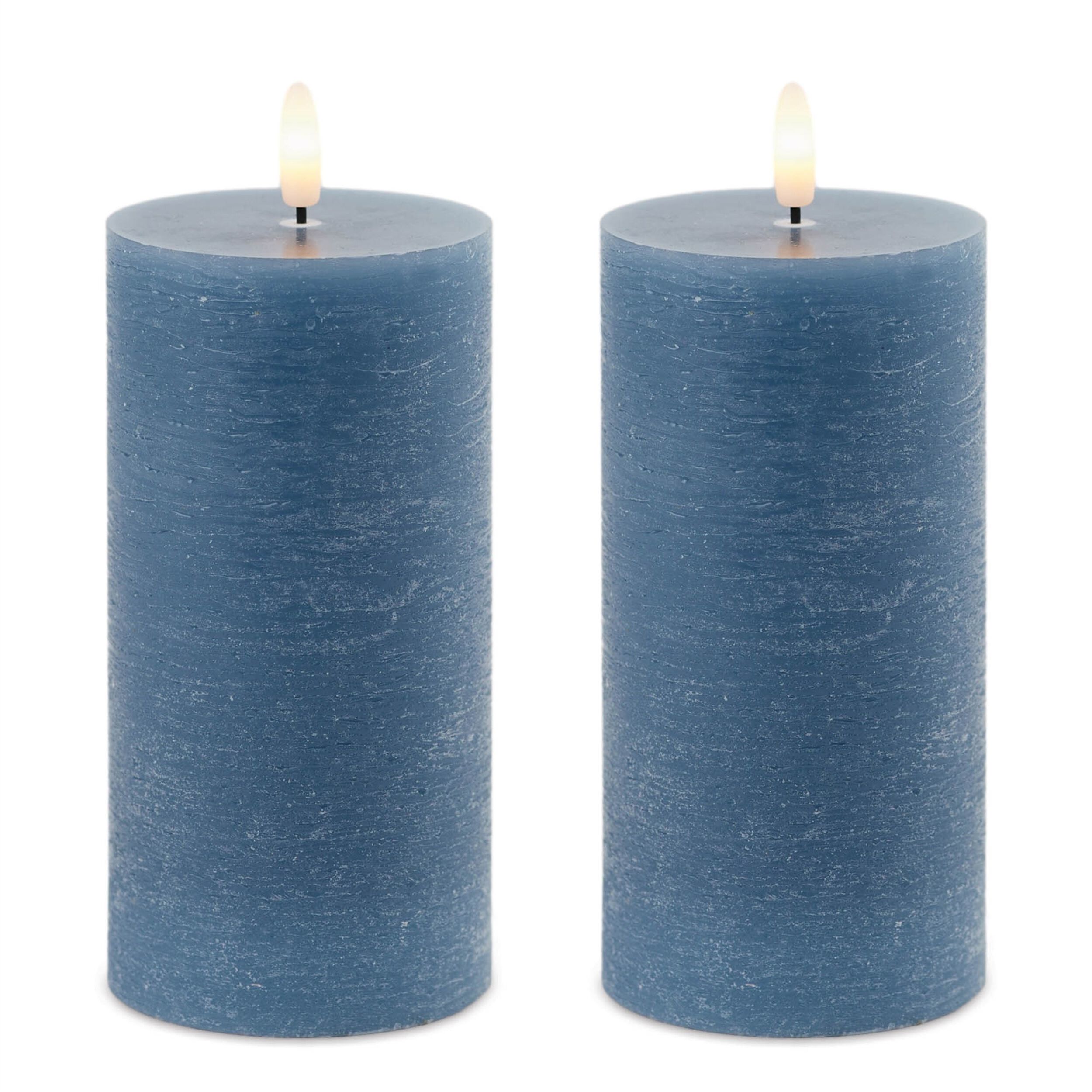 FIA Wick Blue Pillar Candle (Set of 2), BLUE, alternate image number 3