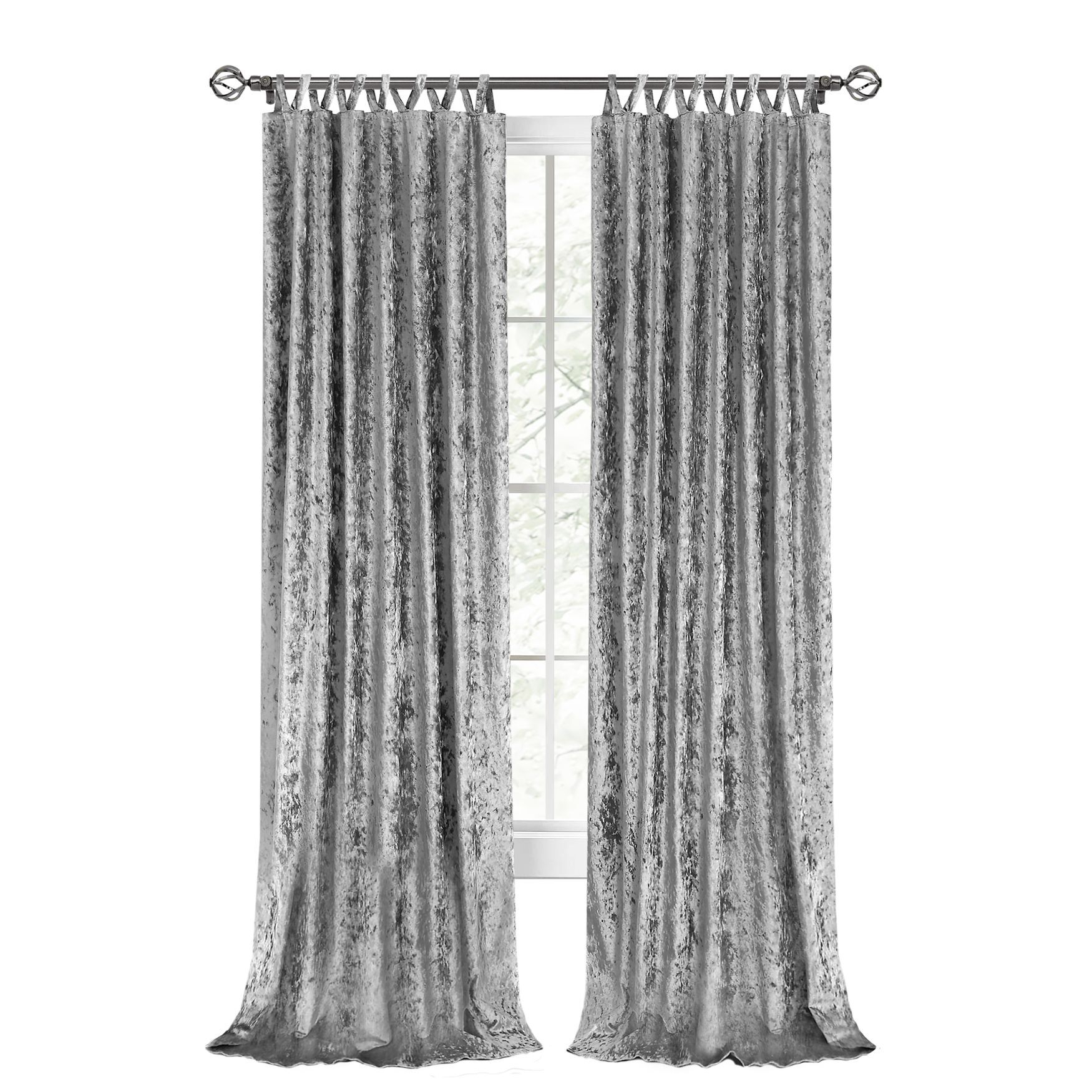 Harper Criss-Cross Window Curtain Panel - 50x63, GREY, hi-res image number 0