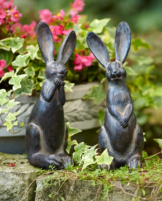 Brown Long Ear Rabbit Statue (Set of 2), BROWN, hi-res image number null
