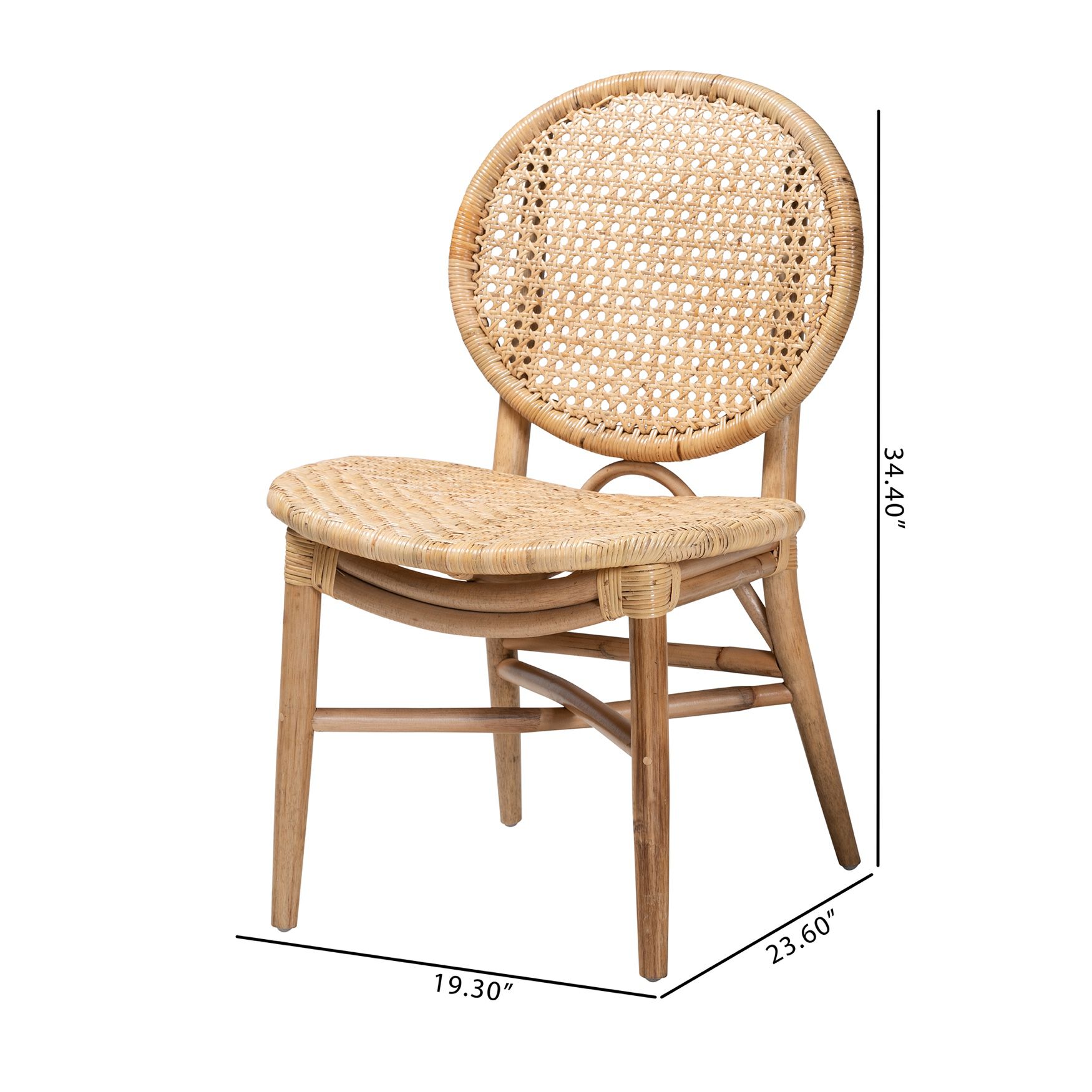 Osaka Modern Bohemian Natural Brown Rattan Dining Chair, , alternate image number 14