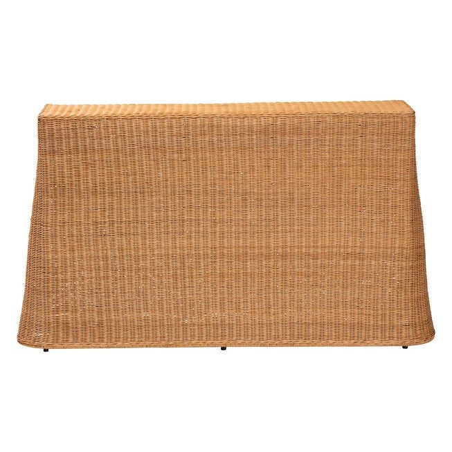 Palm Bohemian Honey Scallop Rattan Console Table, , alternate image number null
