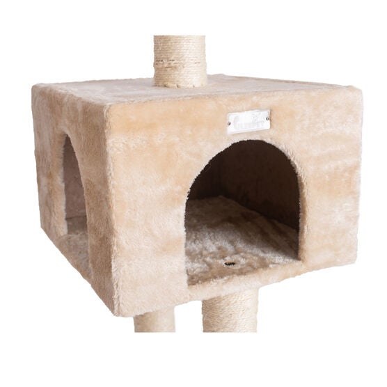 Gleepet 57" Beige Real Wood Cat Tree With Playhouse And Perch, , alternate image number null