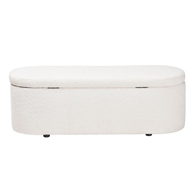 Lavina Modern White Teddy-Bear Fabric Storage Bench, , alternate image number 4