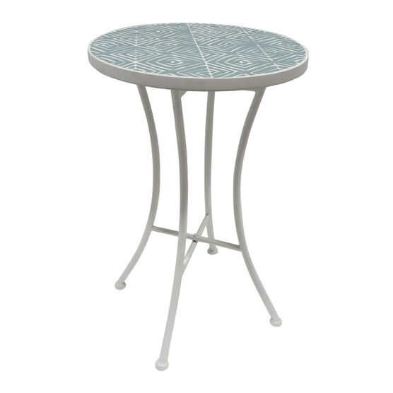 Aviva Mosaic Tile Outdoor Side Table Side Table, WHITE, hi-res image number null