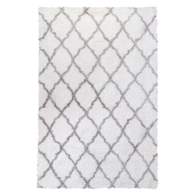 Trellis Shag Rug 30 inchesW X 51 inchesL, IVORY GREY, hi-res image number null