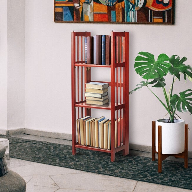 3-Shelf Folding Bookcase 14 inches Wide-Mahogany, , alternate image number null