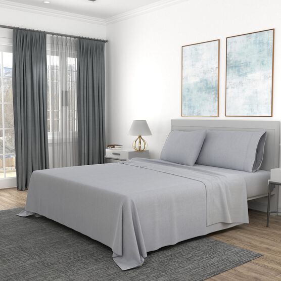 Portico Linen Blend 4 Piece Sheet Set Sheet Set, GREY, hi-res image number null