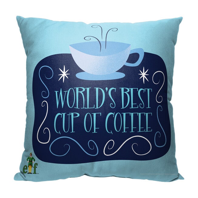 Wb Elf World'S Best Coffee Printed Throw Pillow, O, hi-res image number 0