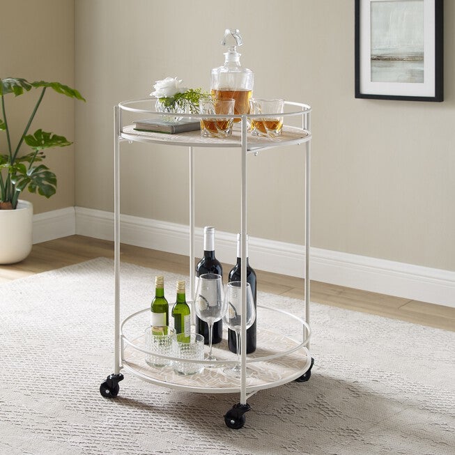 Pandola Medallion Rolling Cart, NATURAL, hi-res image number 0