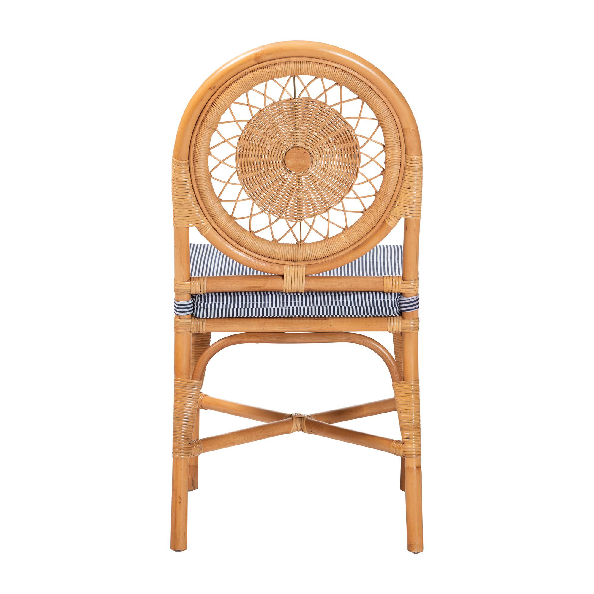 Oberon Natural Rattan Dining Chair with Cushion, HONEY, alternate image number 4