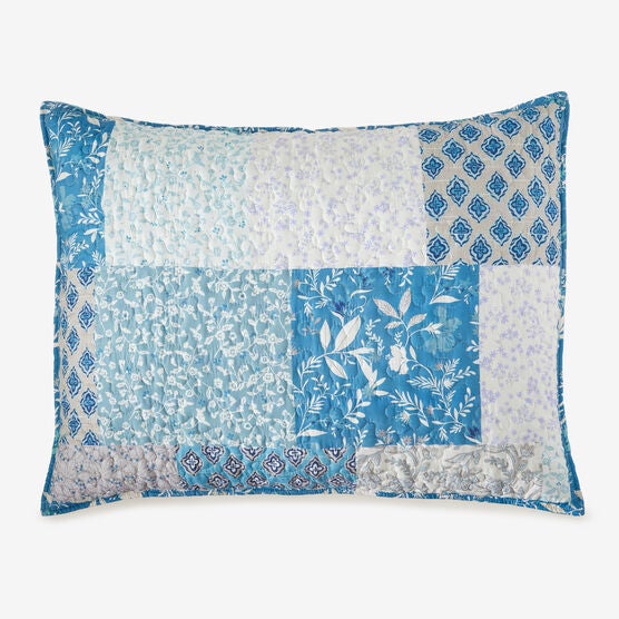 Selena Patchwork Shams, BLUE FLORAL, hi-res image number null
