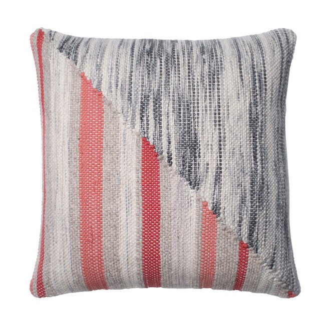 Woven Sliced Stripe Decorative Pillow, GREY CORAL, hi-res image number null