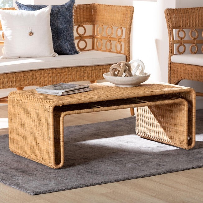bali & pari Nevada Bohemian Light Honey Rattan Coffee Table, LIGHT HONEY, alternate image number 6