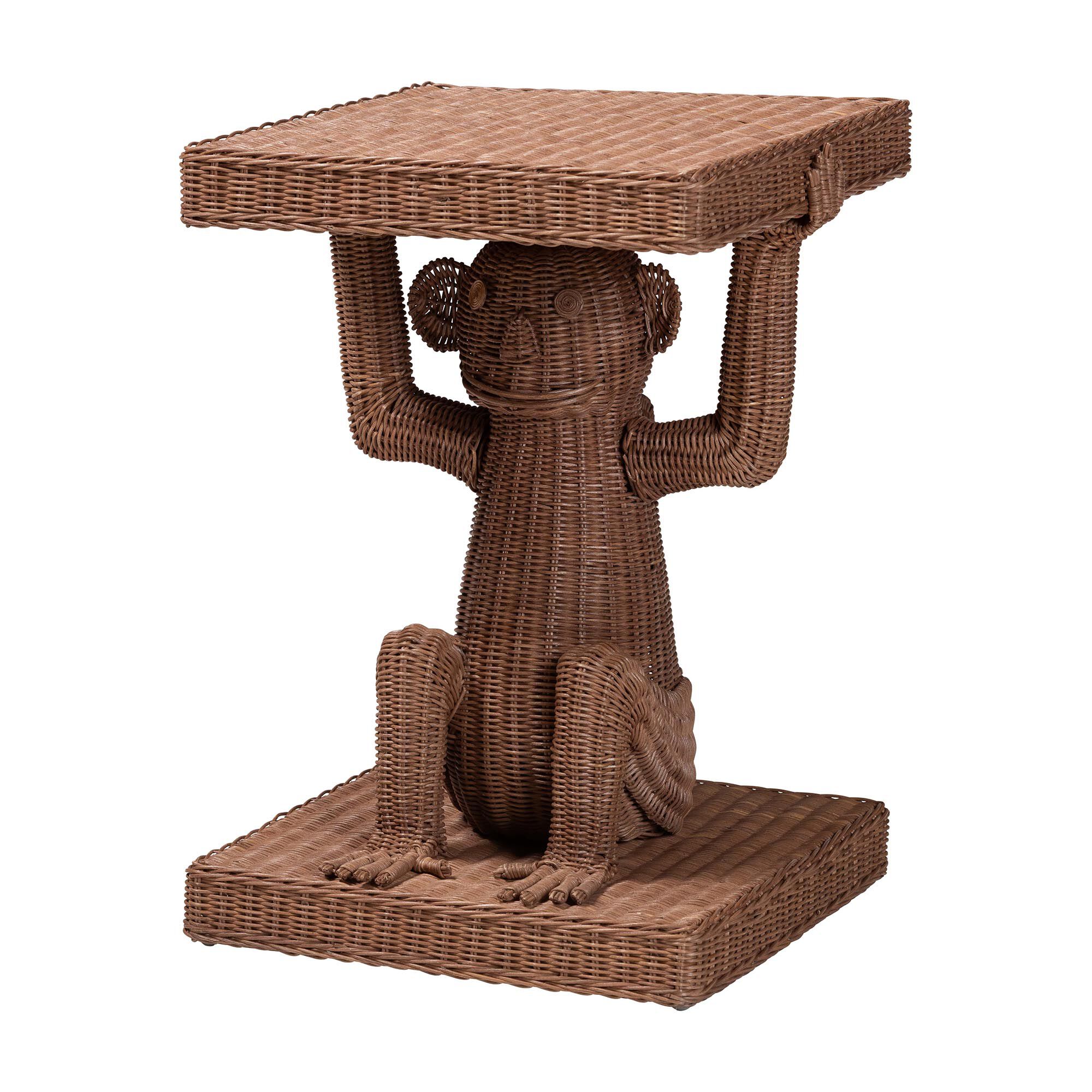 Miyoco Monkey End Table, LIGHT BROWN, alternate image number 1