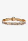 Yellow Gold Plated S Link Tennis Bracelet (7.5mm), Genuine Diamond Accent 8", DIAMOND, hi-res image number 0
