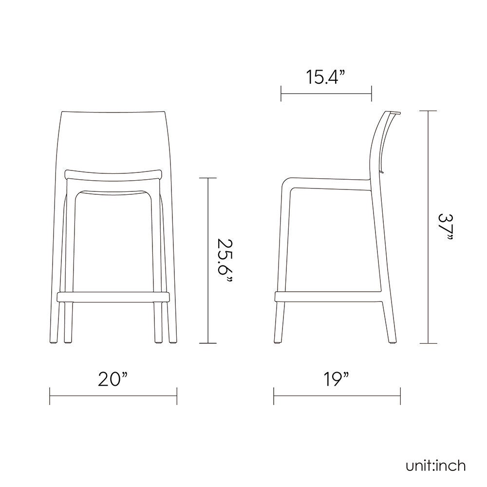 Set of 2 Sensilla Outdoor Stackable Counter Stools, TAUPE, alternate image number 4