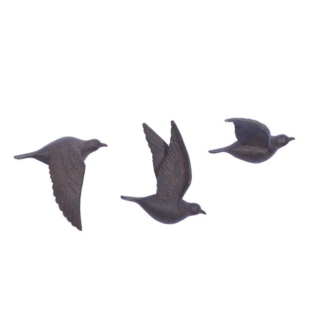 Set Of 3 Brown Resin Farmhouse Birds Wall Décor, , alternate image number 3