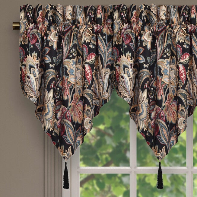Calabria Window Ascot Valance, BLACK, alternate image number null