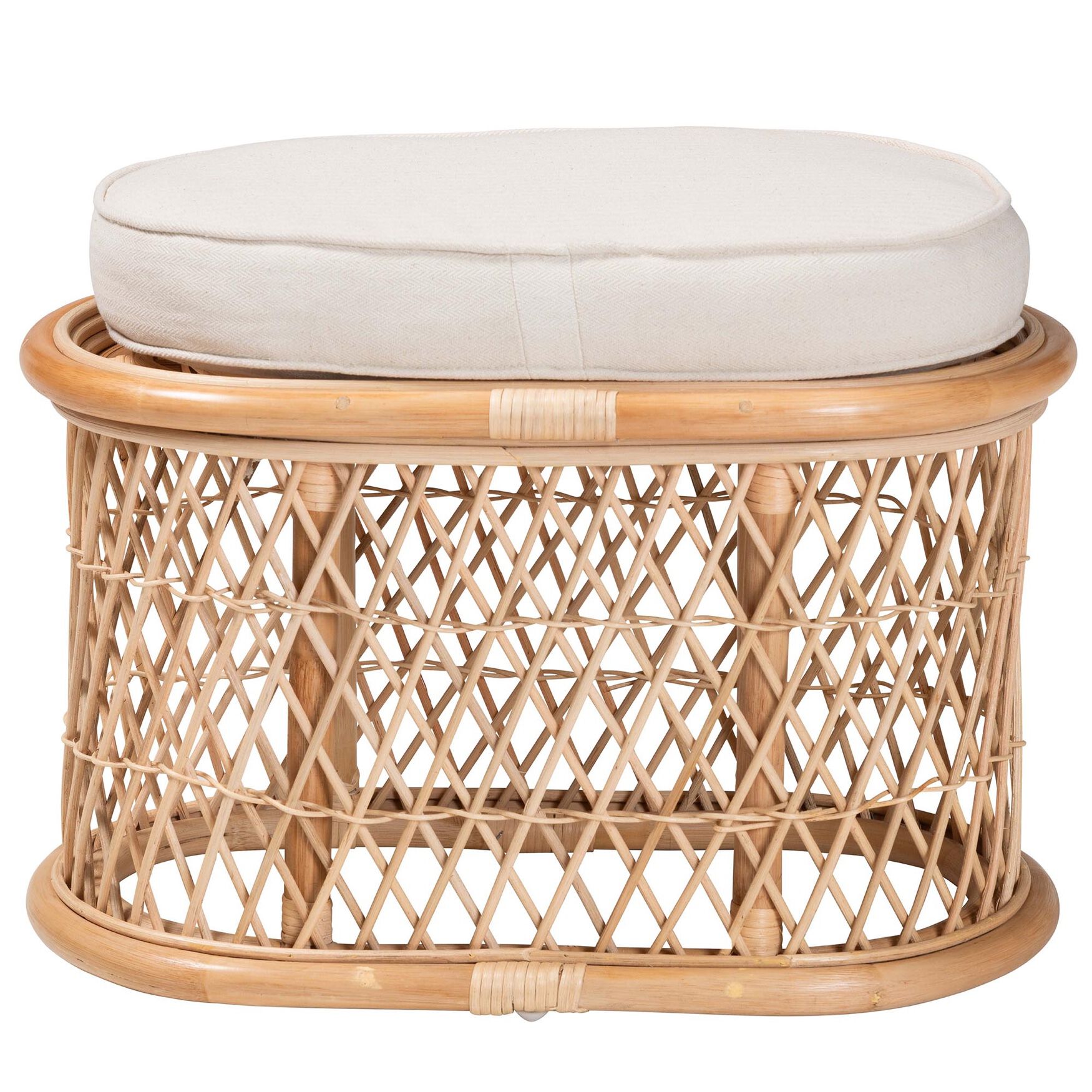 Ladonna Bohemian Natural Rattan Ottoman Footstool, , alternate image number 3