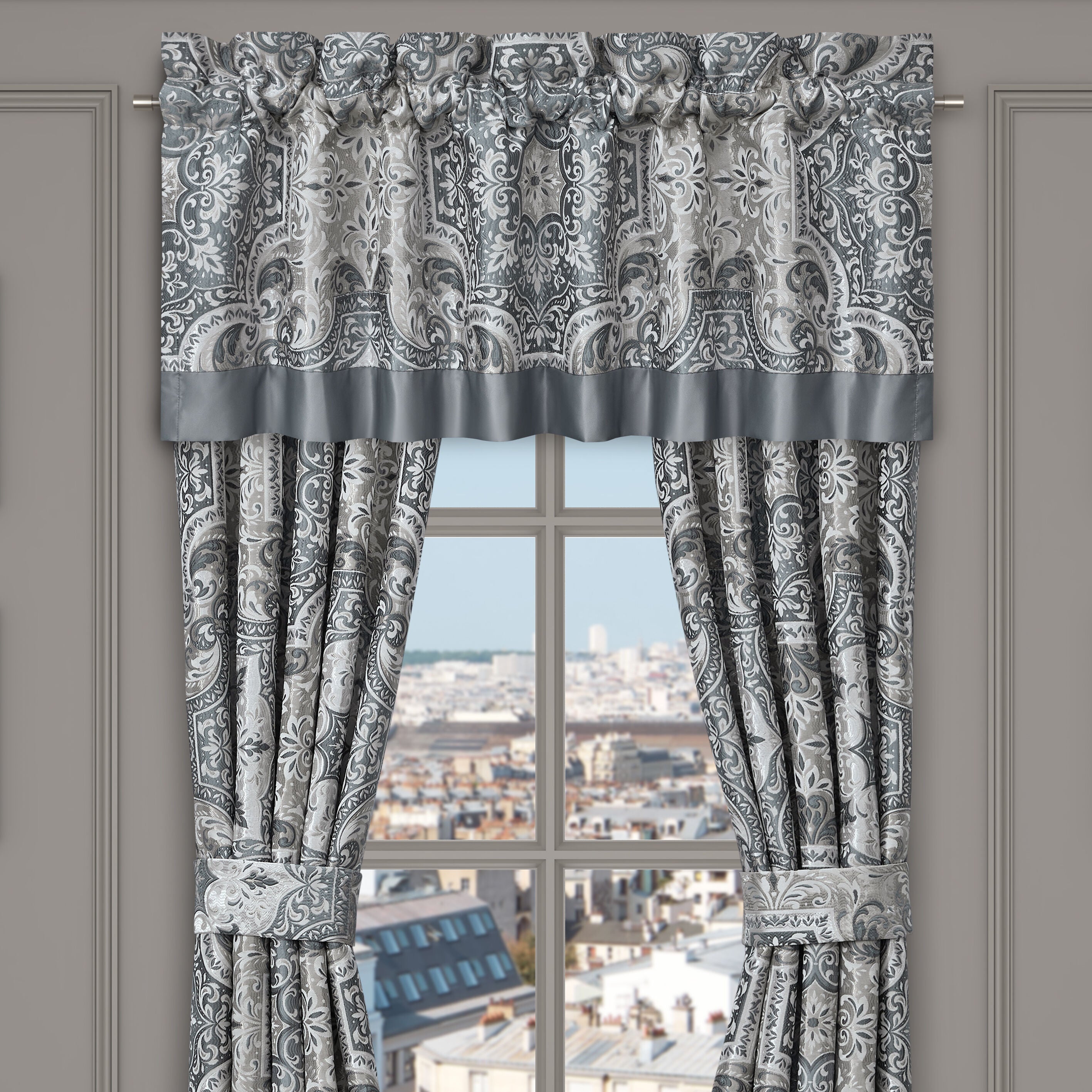 LISBON WINDOW STRAIGHT VALANCE, SLATE, alternate image number 1