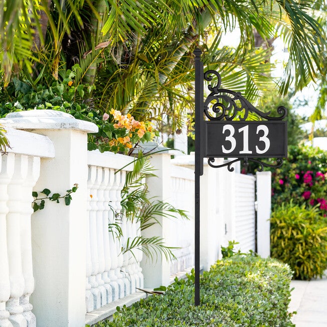 Nite Bright Acanthus Reflective Address Post Sign, , alternate image number null