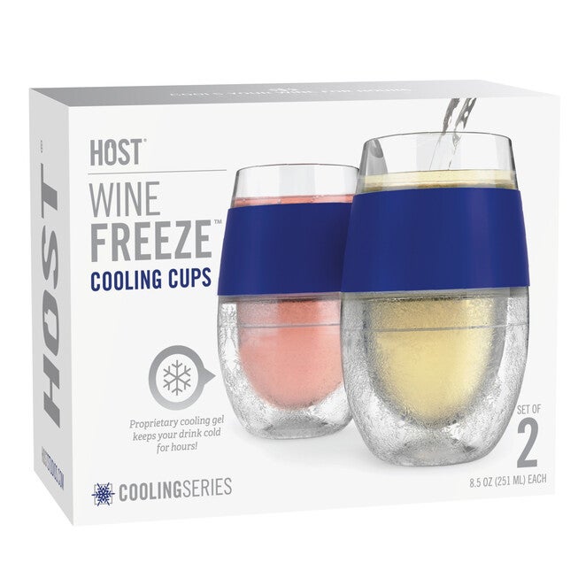 Wine Freeze Cooling Cups In Blue (Set Of 2) By, , alternate image number null