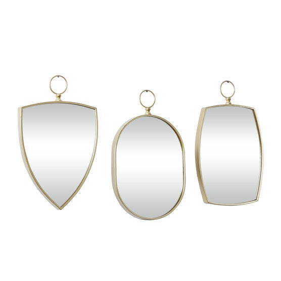 Set Of 3 Gold Wood Traditional Wall Mirror, , alternate image number null
