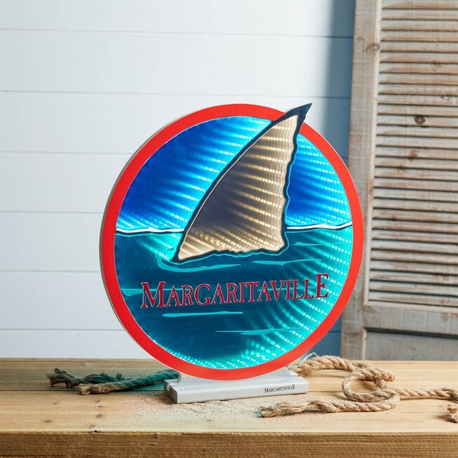 Margaritaville Shark Fin EkkoLight 16 inchesH, BLUE RED, alternate image number 1