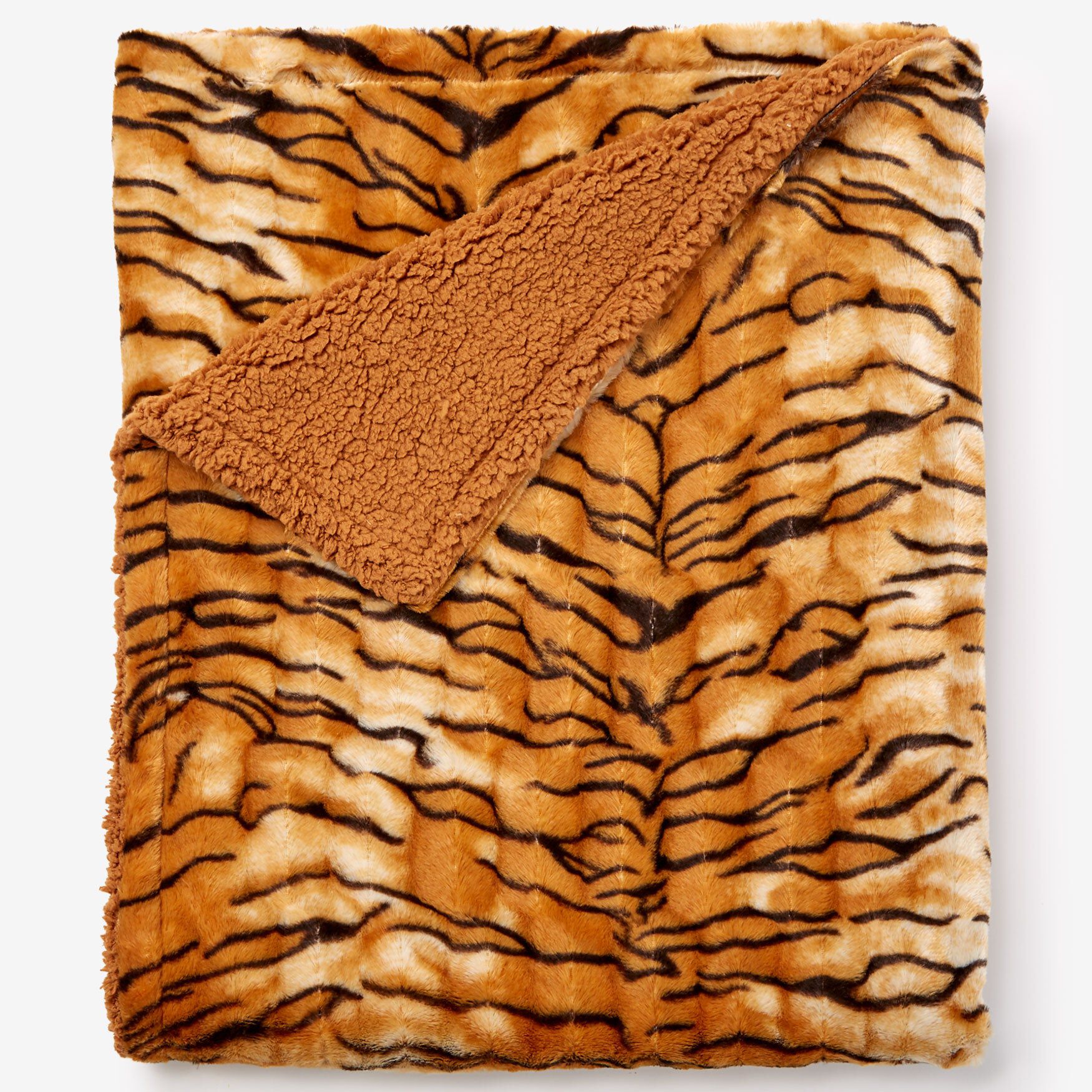 Faux Fur Animal Print Blanket, TIGER PRINT, hi-res image number 0