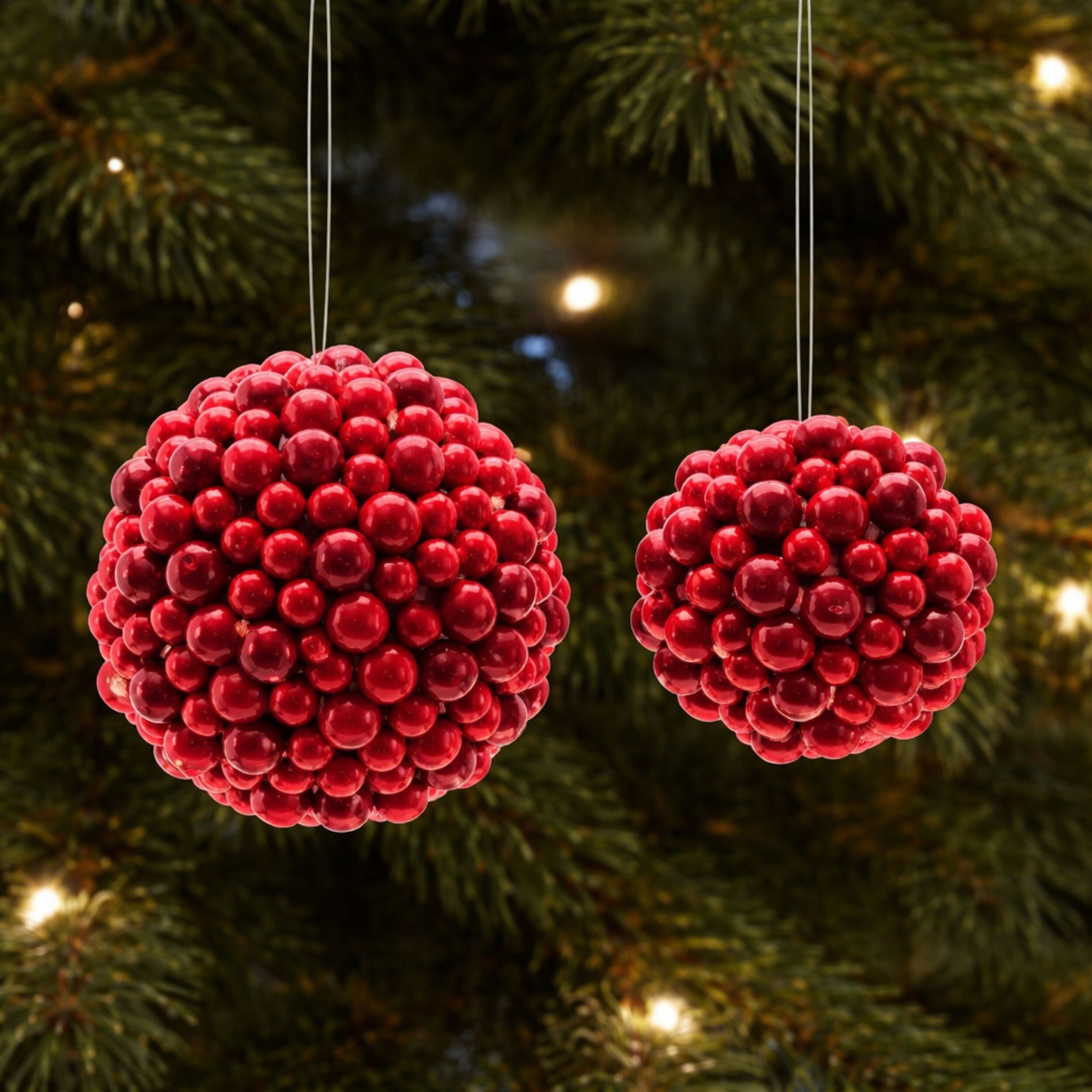 Foam Ball Ornaments (Set of 2), RED, alternate image number 2