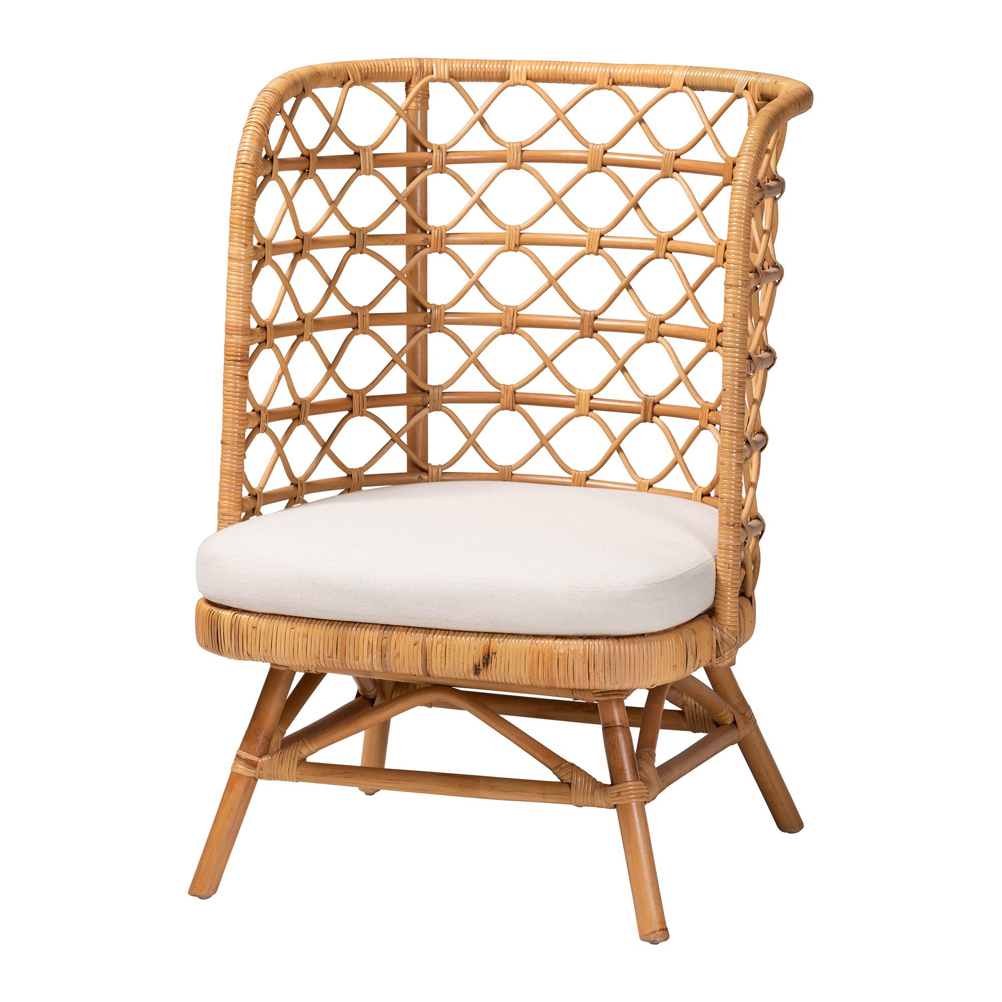 Tania Bohemian Light Honey Rattan Accent Chair, LIGHT, alternate image number 1